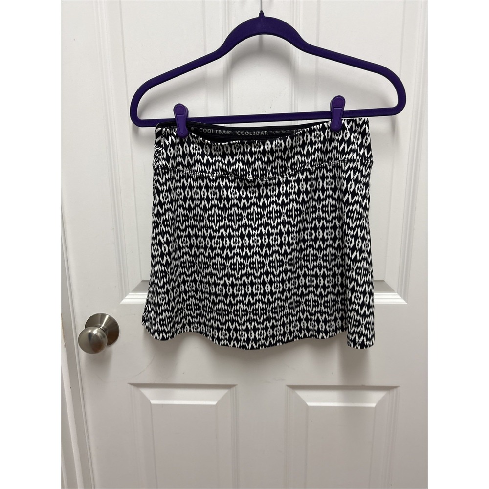 Coolibar UPF 50 Skort Womens S UV Protection Blue White Sandbar Swim Skirt Beach